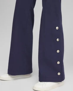 Button Detail Wide-Leg Pants
