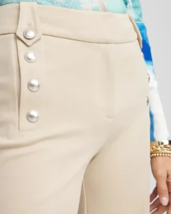 Button Knit Twill Cropped Pants