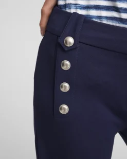 Button Knit Twill Cropped Pants