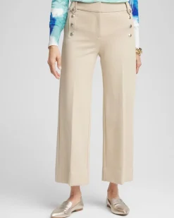 Button Knit Twill Cropped Pants