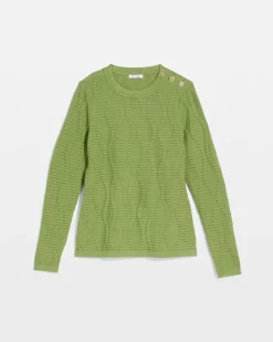 Button Shoulder Crewneck Pullover