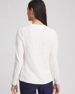 Button Shoulder Crewneck Pullover