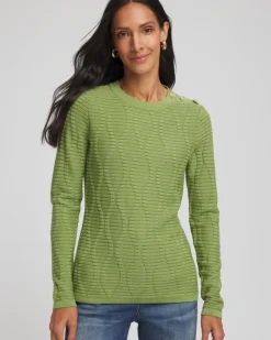 Button Shoulder Crewneck Pullover
