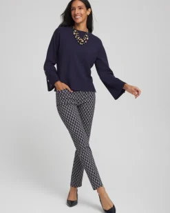 Button Sleeve Crewneck Pullover