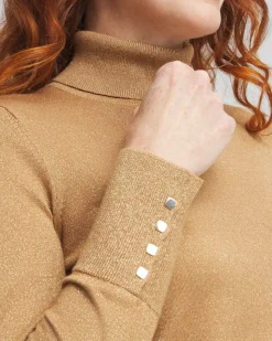 Camel Shimmer Turtleneck Sweater