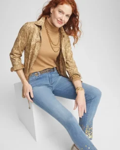 Camel Shimmer Turtleneck Sweater
