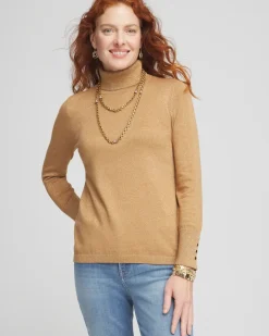 Camel Shimmer Turtleneck Sweater
