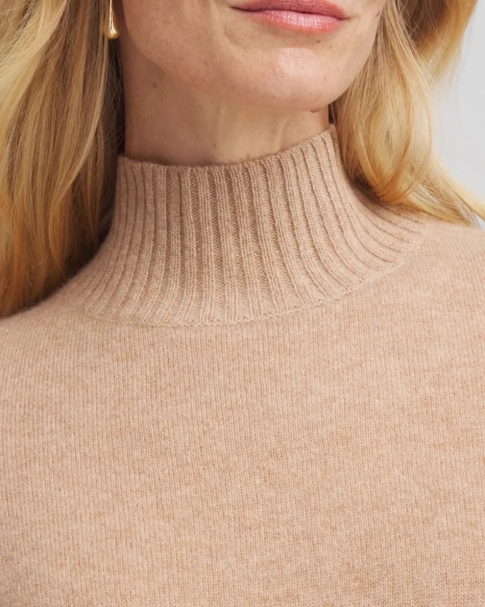 Cashmere Elbow Sleeve Mock Neck Sweater
