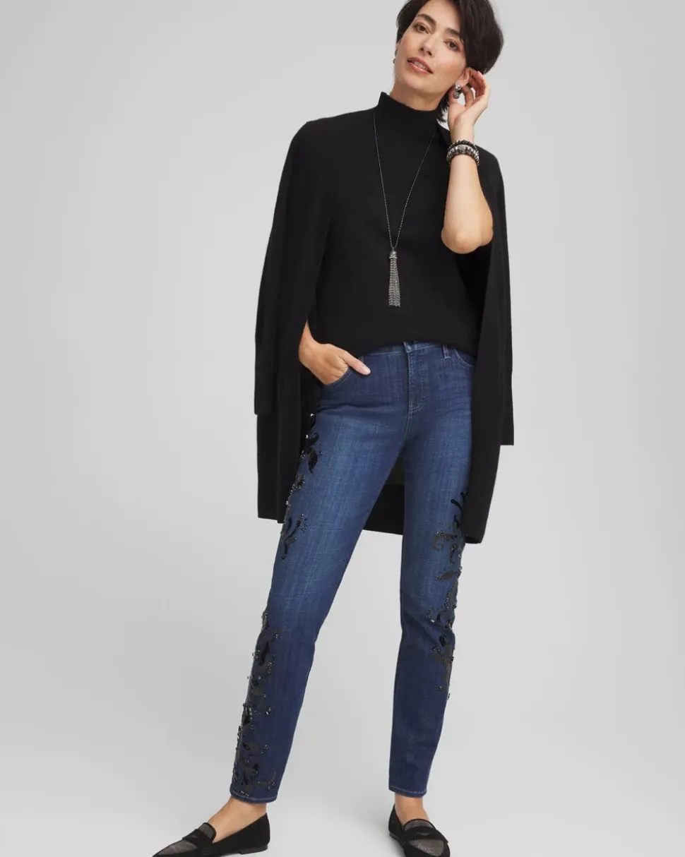 Cashmere Elbow Sleeve Mock Neck Sweater