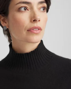 Cashmere Elbow Sleeve Mock Neck Sweater