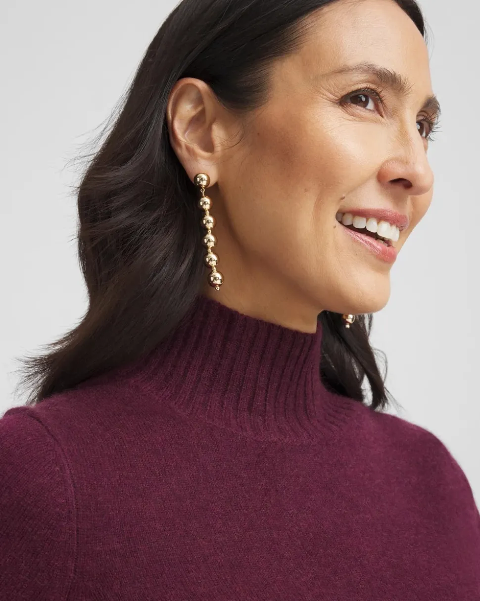 Cashmere Elbow Sleeve Mock Neck Sweater