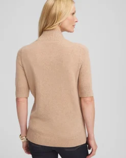 Cashmere Elbow Sleeve Mock Neck Sweater