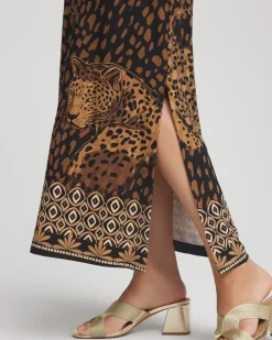 Cheetah-Print Boatneck Column Dress