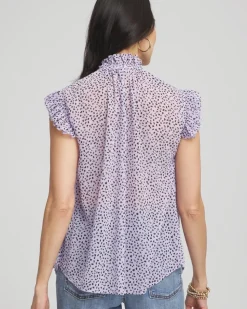 Cheetah Print Ruffle-Collar Blouse
