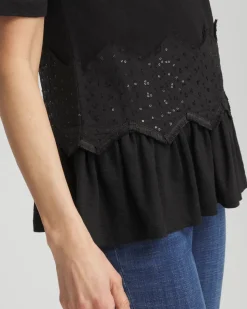 Chevron Sequin Peplum Linen Tee
