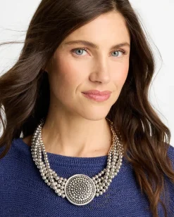 Chico’s Originals Textured Pendant Bib Necklace