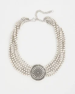 Chico’s Originals Textured Pendant Bib Necklace