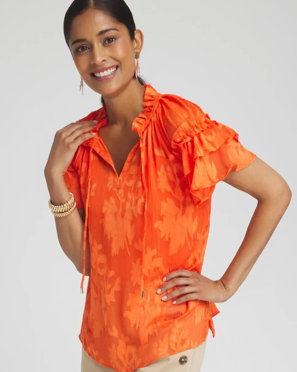 Chiffon Ruffle Neck Blouse