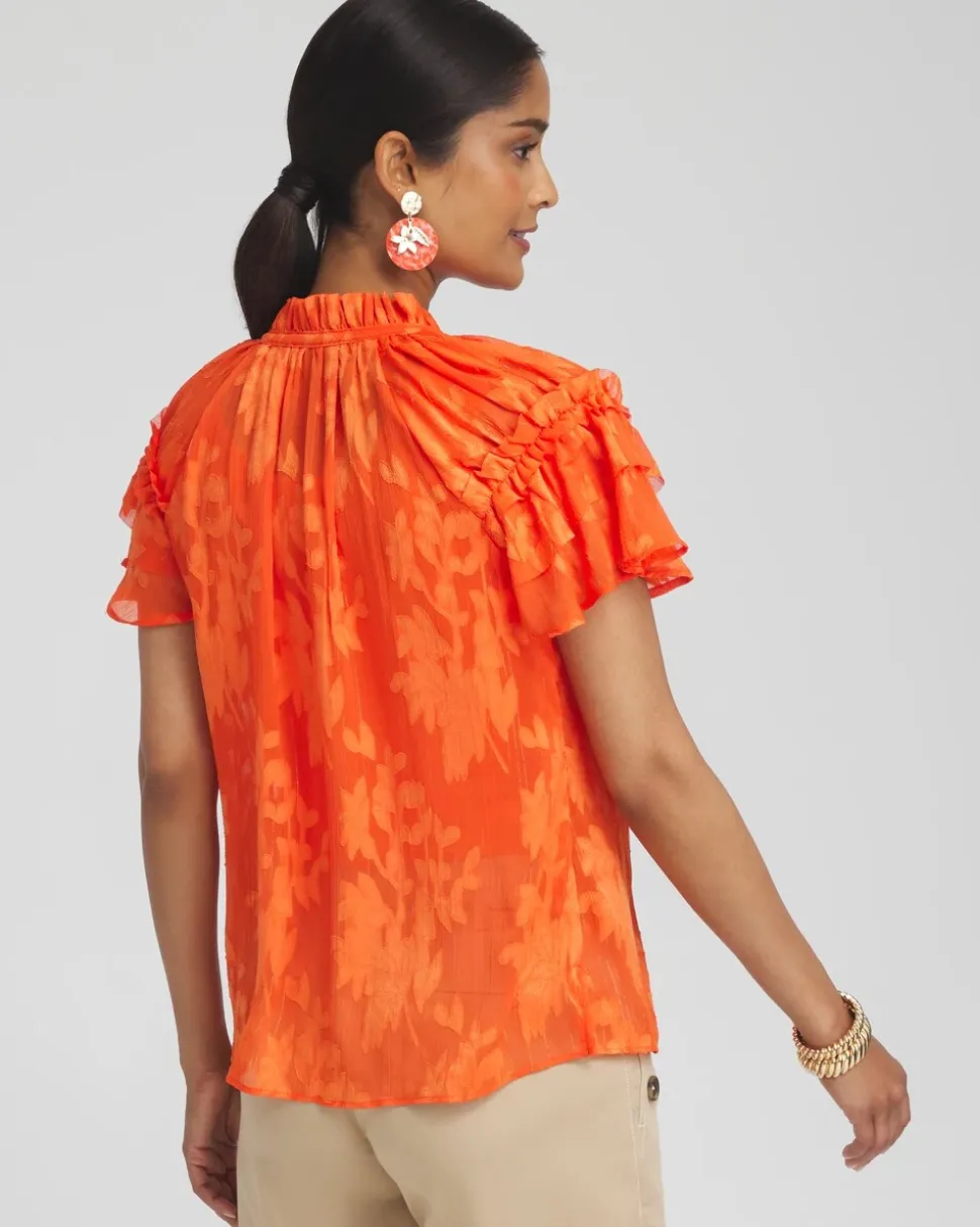 Chiffon Ruffle Neck Blouse
