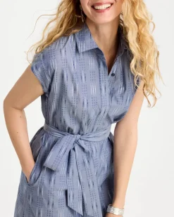 Clip Jacquard Denim Shirtdress