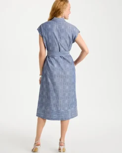 Clip Jacquard Denim Shirtdress
