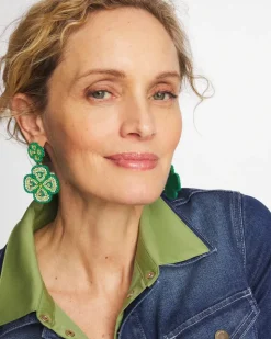 Clover Drop On Post Earrings