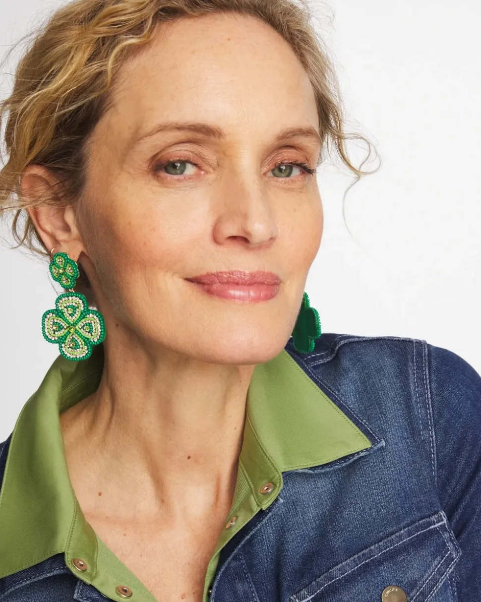 Clover Drop On Post Earrings