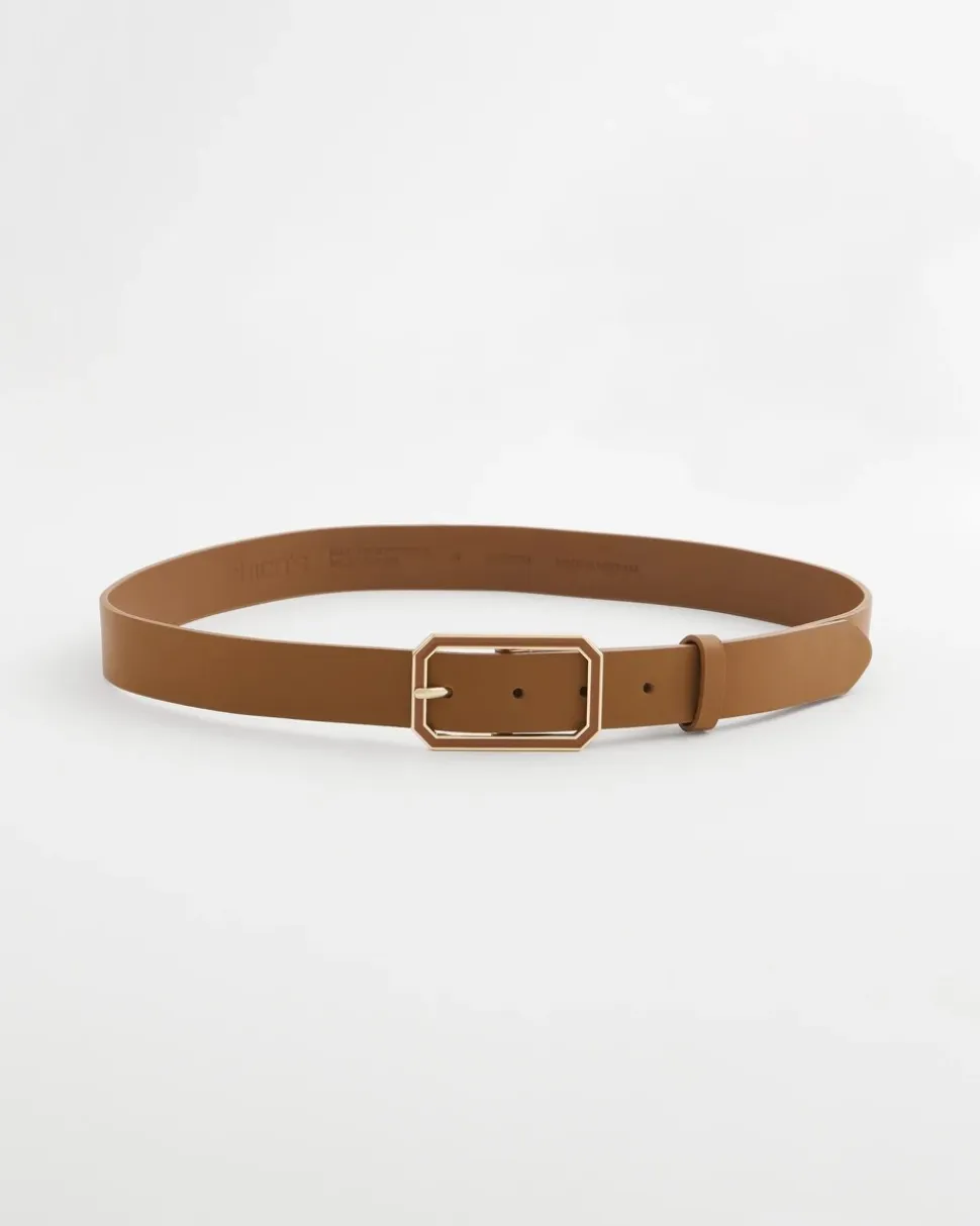 Cognac Enamel Buckle Trouser Belt
