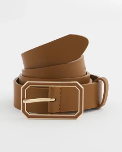 Cognac Enamel Buckle Trouser Belt