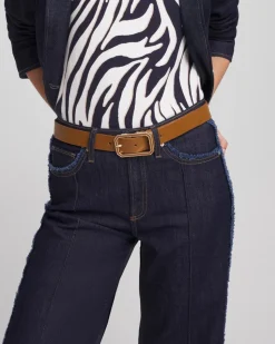 Cognac Enamel Buckle Trouser Belt