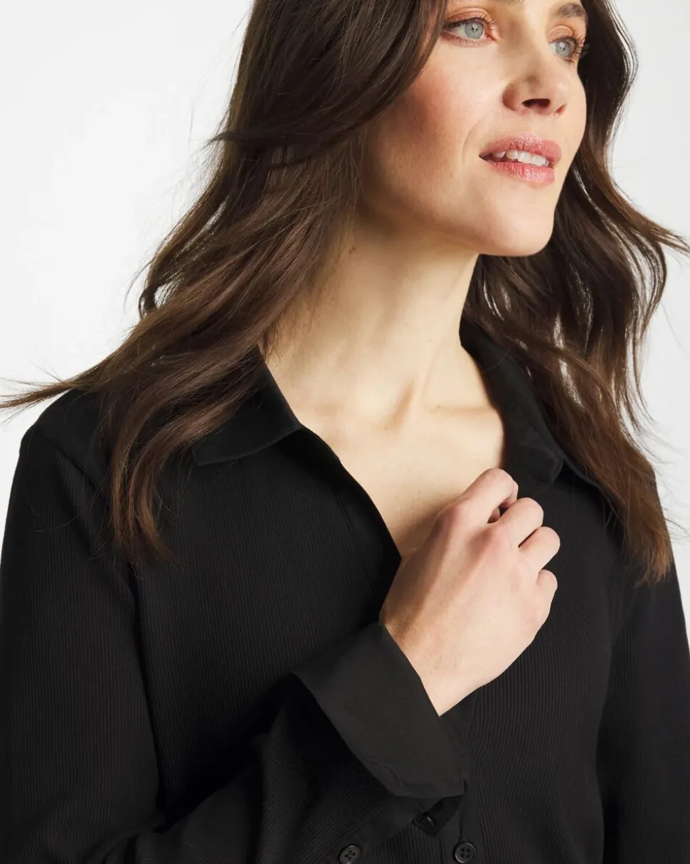 Collared Rib Mix Henley