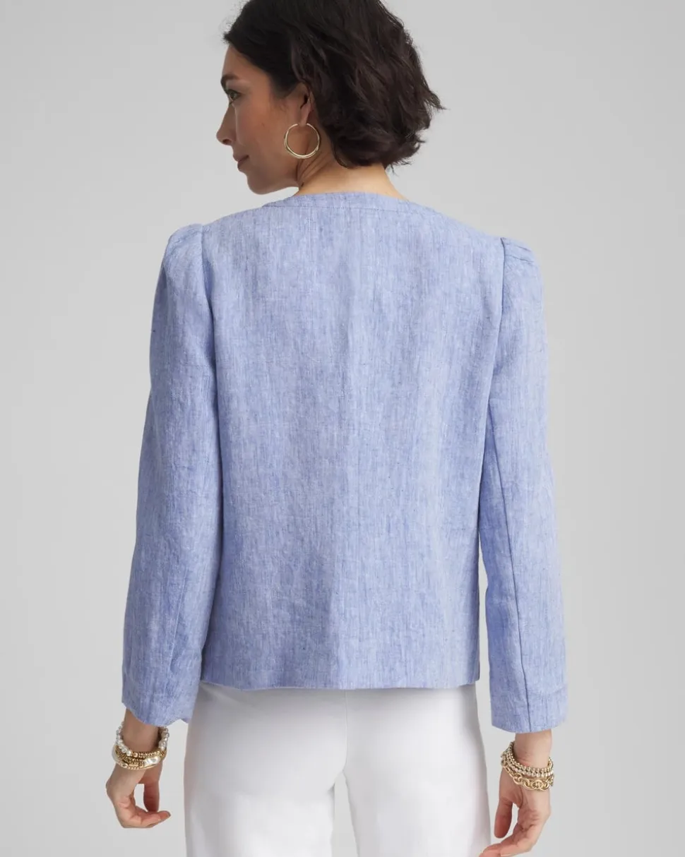 Collarless Linen Blazer