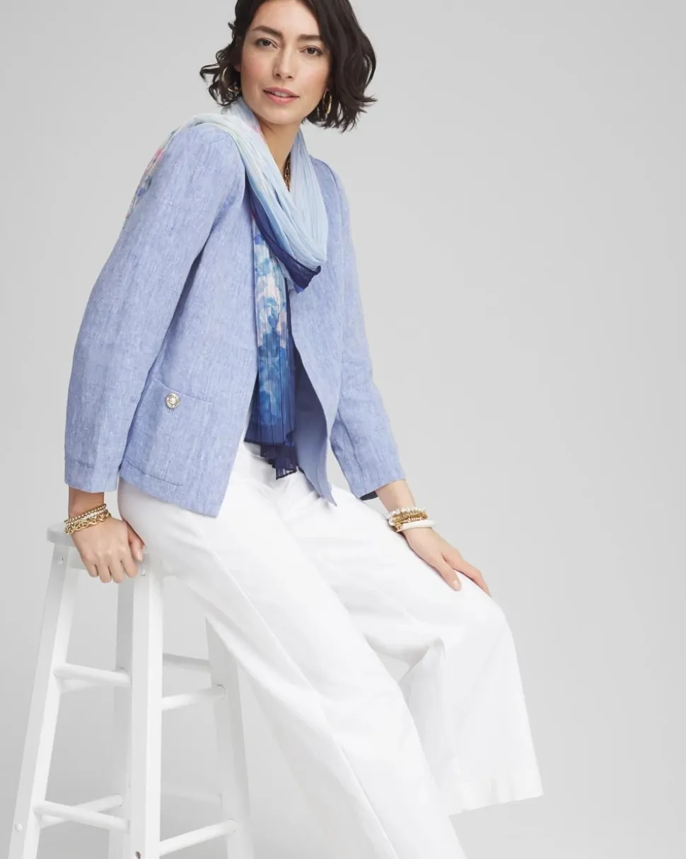 Collarless Linen Blazer