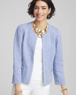 Collarless Linen Blazer