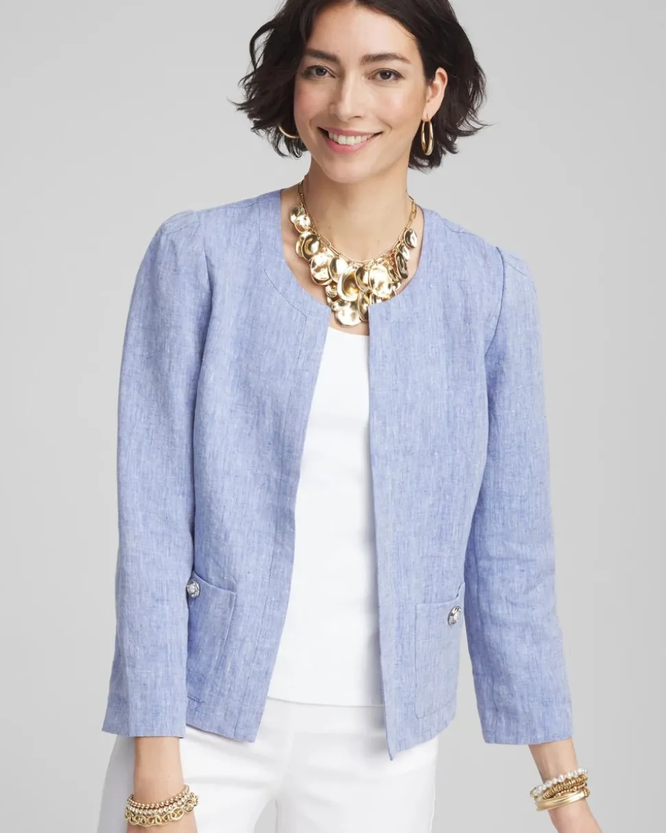 Collarless Linen Blazer