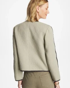 Collarless Quilted Box Jacket