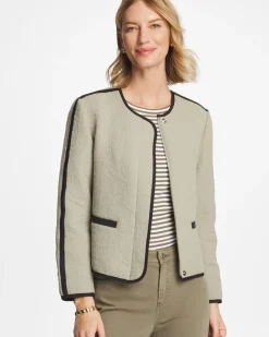 Collarless Quilted Box Jacket