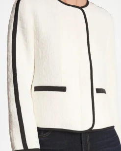 Collarless Quilted Box Jacket