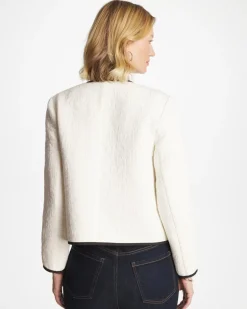 Collarless Quilted Box Jacket
