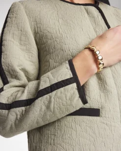 Collarless Quilted Box Jacket