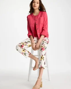 Collarless Twill Box Jacket
