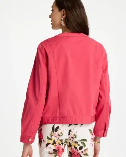 Collarless Twill Box Jacket