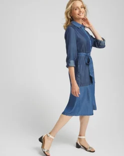 Colorblock Chambray Dress