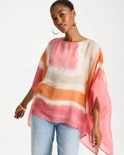 Color-Blocked Border Poncho