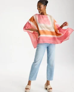 Color-Blocked Border Poncho