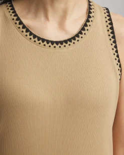 Contrast-Trim Ribbed Cotton Tank Top