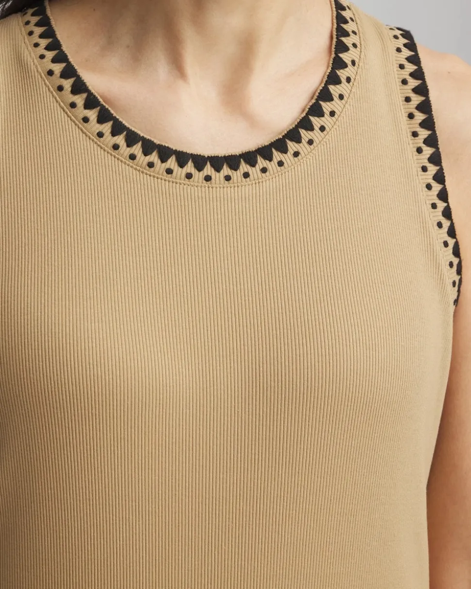 Contrast-Trim Ribbed Cotton Tank Top