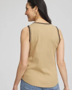 Contrast-Trim Ribbed Cotton Tank Top