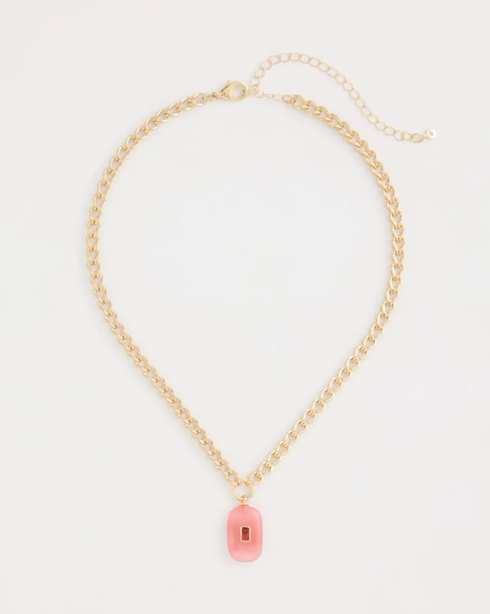 Coral Agate Short Pendant Necklace