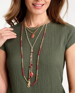 Coral Agate Short Pendant Necklace